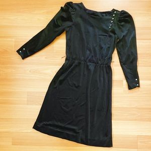 Vintage 90s black velvet pearl button party dress